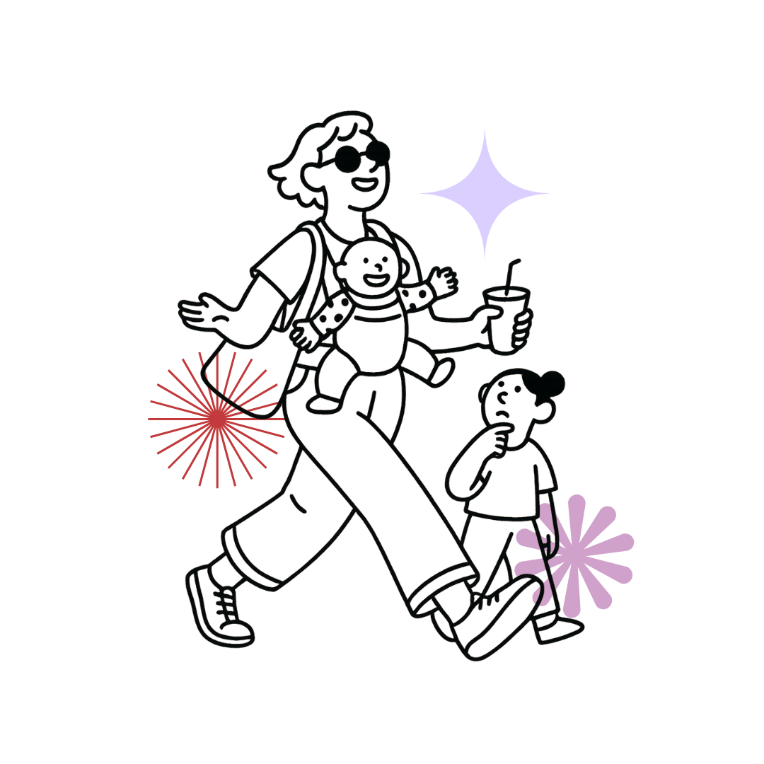 Mother and kids illustration